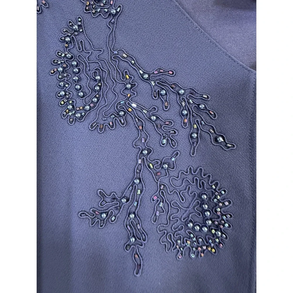 Positive Attitude Royal‎ Blue Beaded Short Sleeve Maxi Dress Size 14 Vtg Formal
